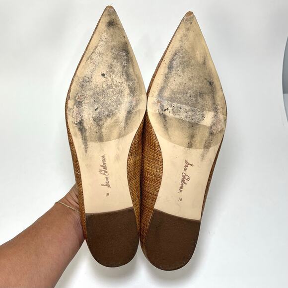 Sam Edelman Flats Sz 10 Wanda Cuoio Brown Woven Pointed Toe Womens - Picture 8 of 9
